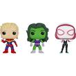 Funko - Marvel POP! Vinyl Collectors Set: Unmasked Captain Marvel, She-Hulk and Spider Gwen - Multi - Larger Front