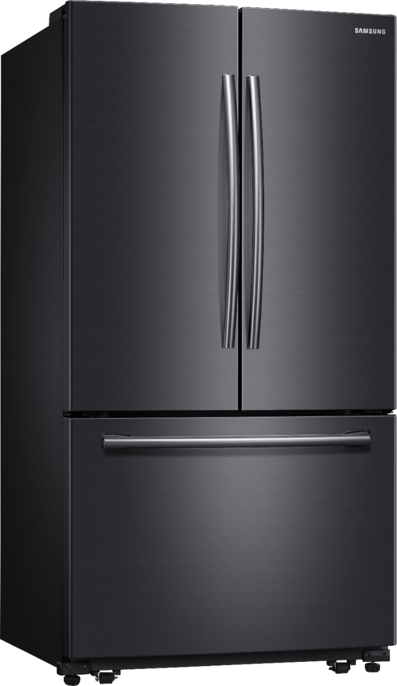 Angle View: Samsung - 25.5 Cu. Ft. French Door Fingerprint Resistant Refrigerator with Internal Water Dispenser - Black stainless steel