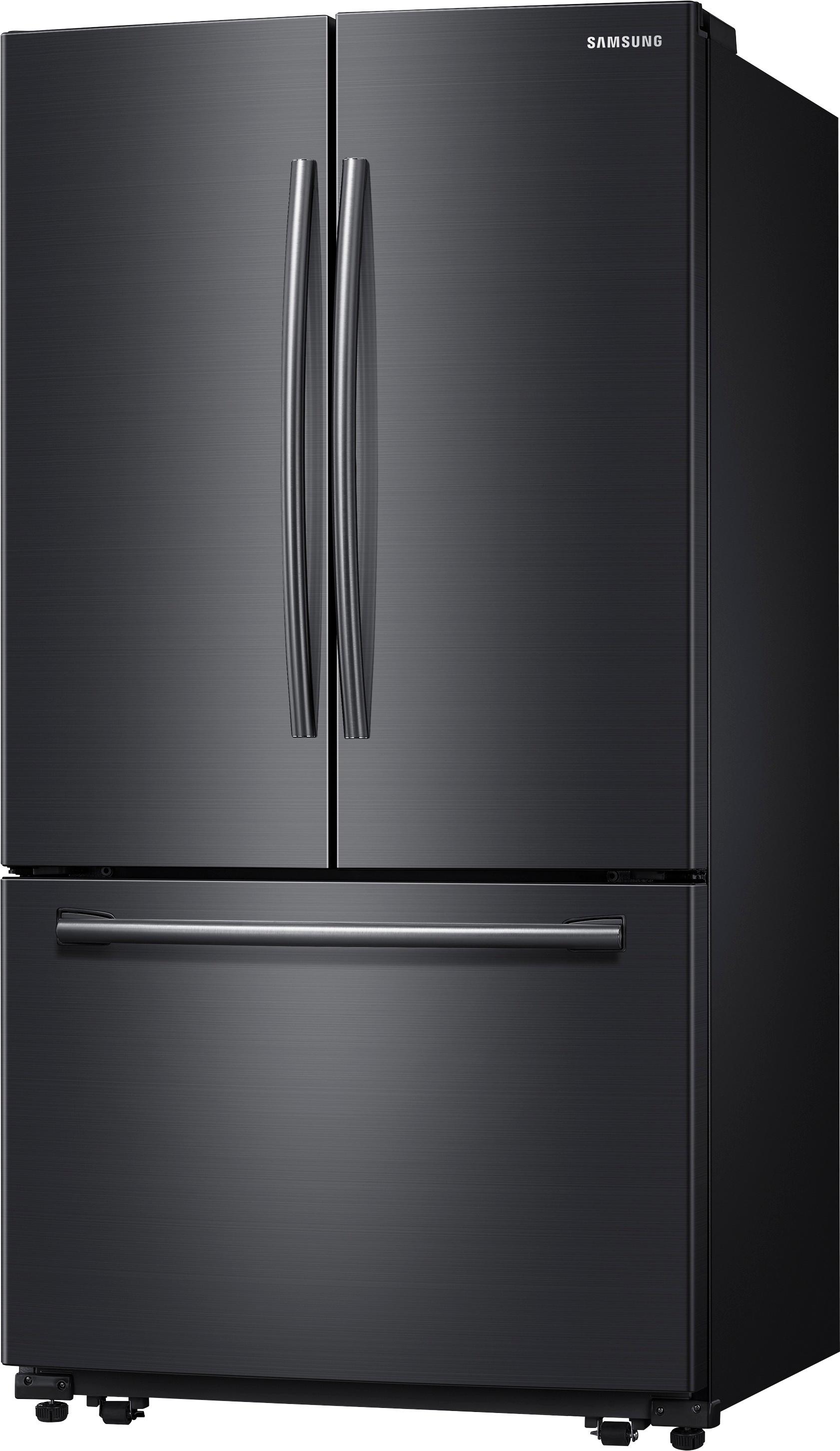 Left View: Samsung - 25.5 Cu. Ft. French Door Fingerprint Resistant Refrigerator with Internal Water Dispenser - Black stainless steel