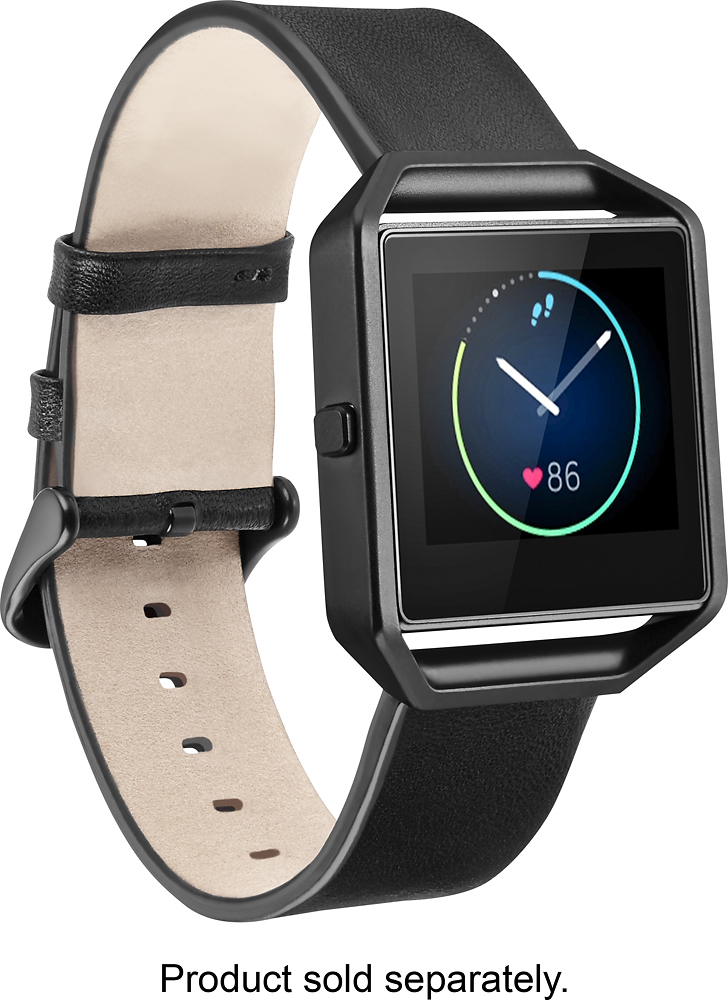 Best Buy: Platinum™ Leather Watch Strap for Fitbit Blaze Black PT-FBBL