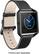 Angle. Platinum™ - Leather Watch Strap for Fitbit Blaze - Black.