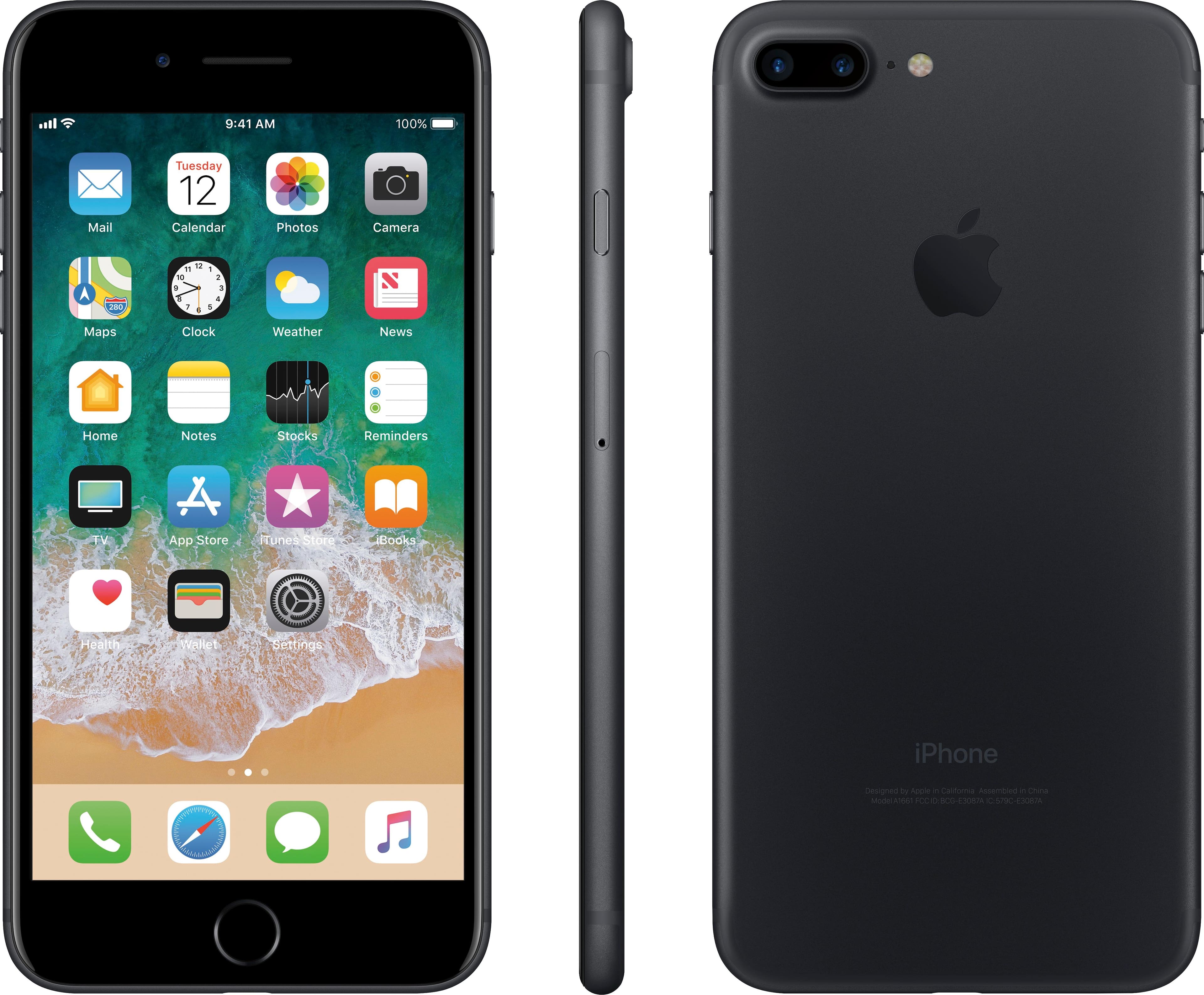 iPhone7plus black 128gb au 美品-