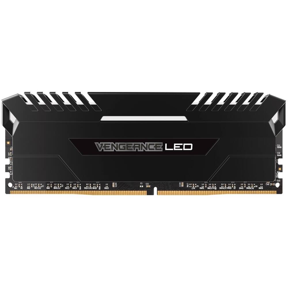 CORSAIR - Vengeance LED 4-Pack 16GB PC4-25600 DDR4 DIMM Desktop Memory Kit - Black - Larger Front