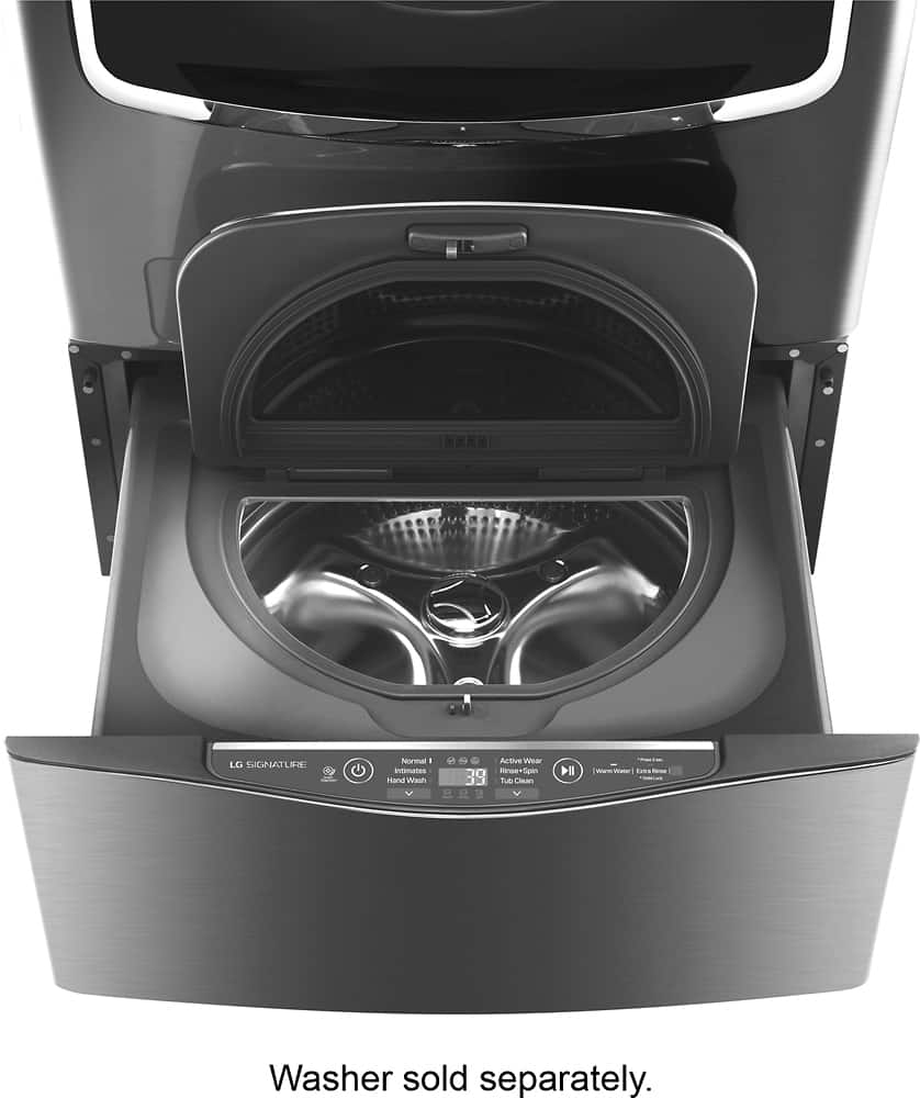Alt View 11. LG - SIGNATURE SideKick 1.0 Cu. Ft. High-Efficiency Smart Top Load Pedestal Washer with SmartRinse - Black stainless steel.