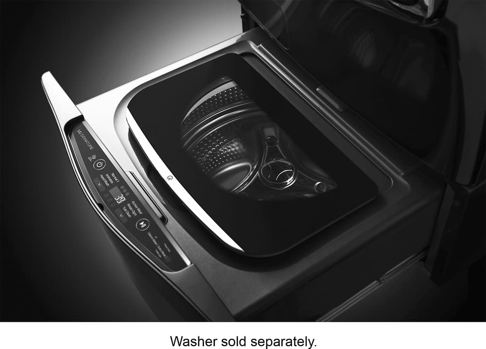 Alt View 13. LG - SIGNATURE SideKick 1.0 Cu. Ft. High-Efficiency Smart Top Load Pedestal Washer with SmartRinse - Black stainless steel.