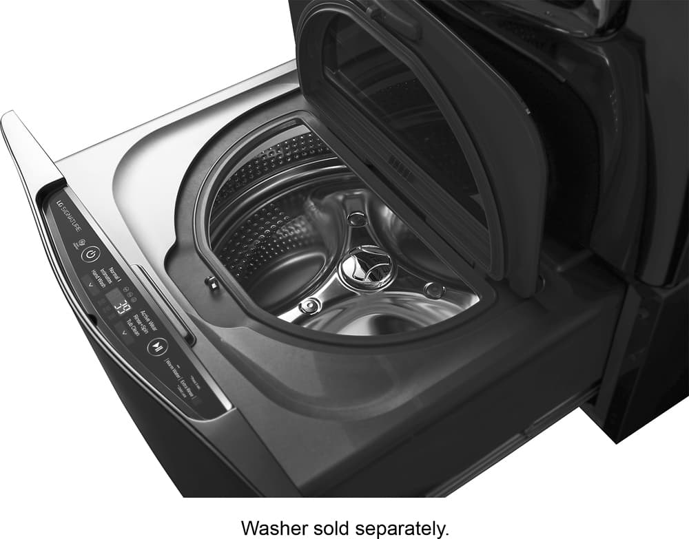 Alt View 14. LG - SIGNATURE SideKick 1.0 Cu. Ft. High-Efficiency Smart Top Load Pedestal Washer with SmartRinse - Black stainless steel.