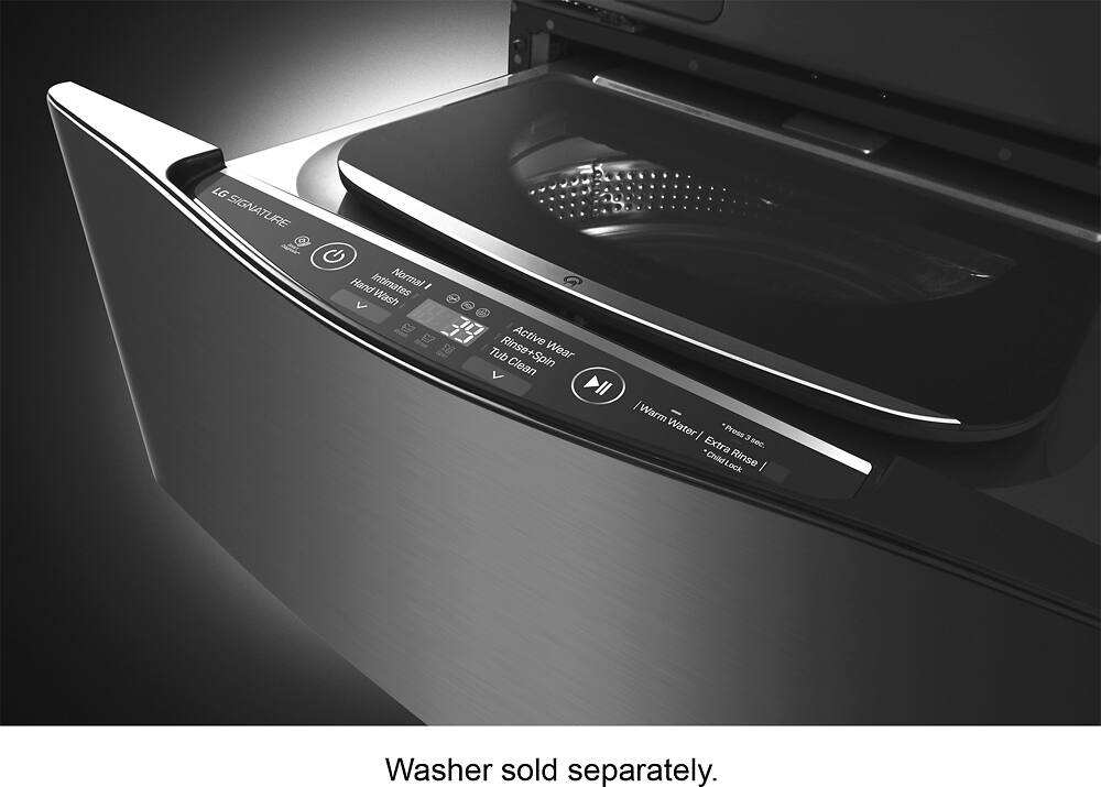 Alt View 15. LG - SIGNATURE SideKick 1.0 Cu. Ft. High-Efficiency Smart Top Load Pedestal Washer with SmartRinse - Black stainless steel.