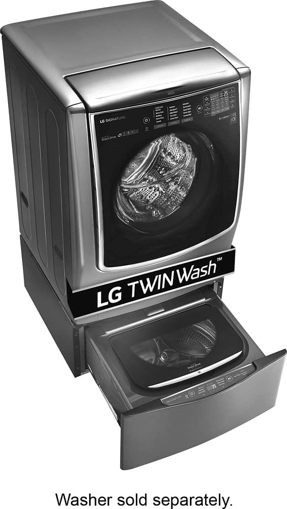 Alt View 19. LG - SIGNATURE SideKick 1.0 Cu. Ft. High-Efficiency Smart Top Load Pedestal Washer with SmartRinse - Black stainless steel.