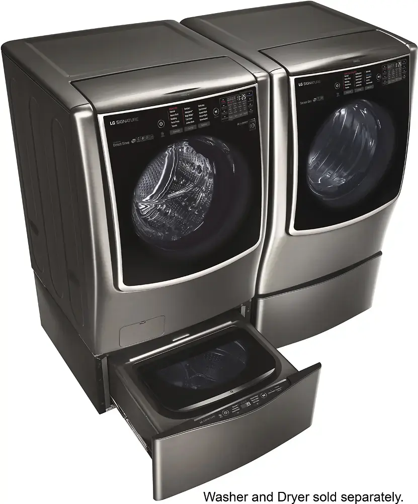 Alt View 18. LG - SIGNATURE SideKick 1.0 Cu. Ft. High-Efficiency Smart Top Load Pedestal Washer with SmartRinse - Black stainless steel.