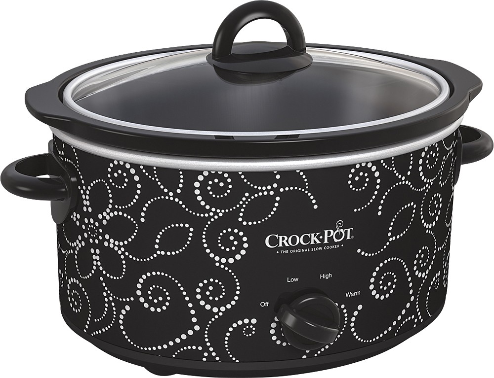 Slow Cooker Lid Strap-black and Turquoise Floral on White 
