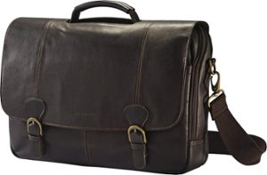 Samsonite - High Street Leather Flapover Laptop Case for 15.6" Laptop - Brown - Front_Zoom