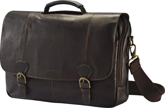 Men's flat leather laptop case, laptop leather bag convertible