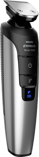 Philips Norelco - Multigroom Series 7400 Wet/Dry Trimmer with 3 Guide Combs - Black/chrome - Angle Zoom