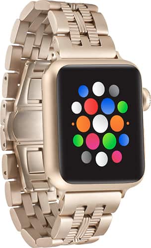 Platinum - Stainless Steel Watch Strap for Apple Watch® 38mm - Matte Gold - Angle