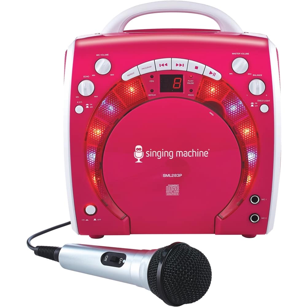 Front. Singing Machine - CD+G Portable Karaoke System - Pink.