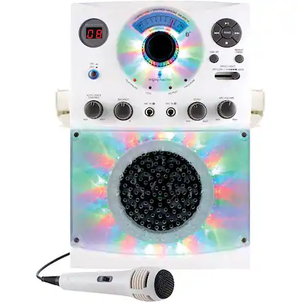 Front. Singing Machine - CD+G Bluetooth Karaoke System - White.