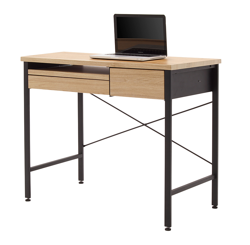 Left View: Calico Designs - Ashwood Homeroom Desk And Bench - Graphite/Ashwood