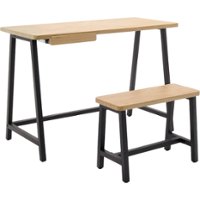 Calico Designs - Ashwood Homeroom Desk And Bench - Graphite/Ashwood - Front_Zoom