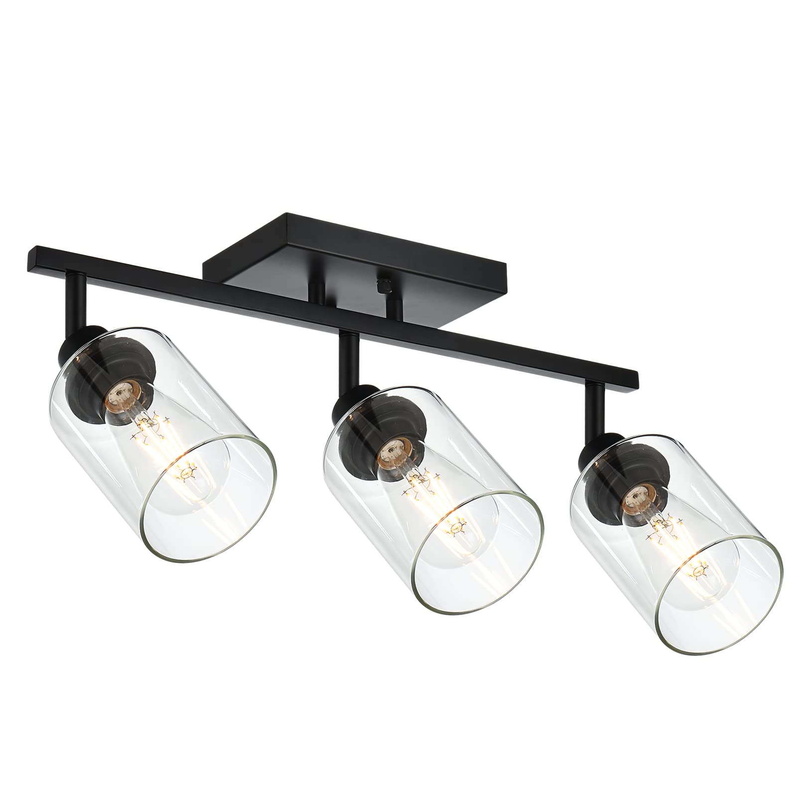 Dazzling Pops - Light Vanity For Bathroom In Matte Finish Classic Spotlight Fixture With Rotatable Head Metal Ceiling Clear - Black 3 Light