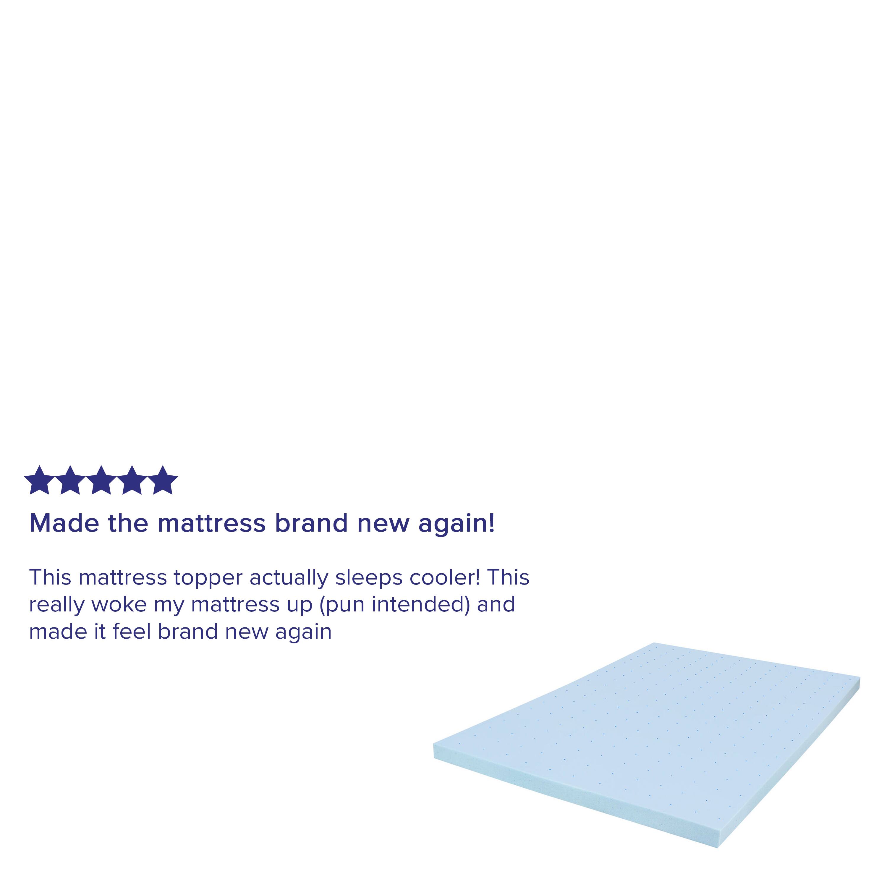 Made the mattress brand new again!  
This mattress topper actually sleeps cooler! This really woke my mattress up (pun intended) and made it feel brand new again