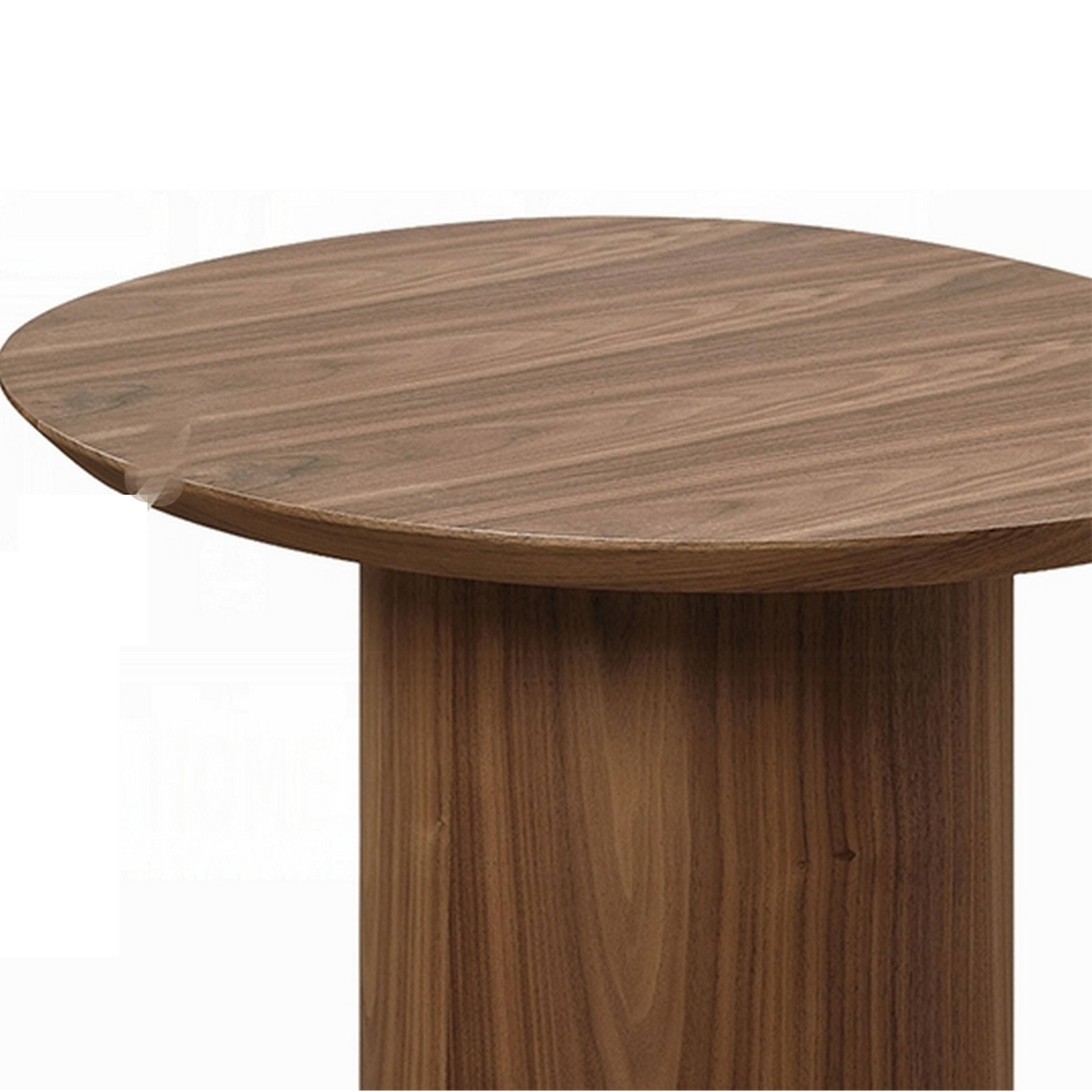 Alt View 3. Manhattan Lane - Iliana Side End Table, 21 Inch Oval Top, Round Pedestal - Walnut Brown, Gold.