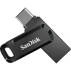 Front. SANDISK - SanDisk Ultra Dual Drive Go USB Type-C - 64 GB - USB 3.1 Type C, USB Type A - 150 MB/s Read Speed - Black - Black.