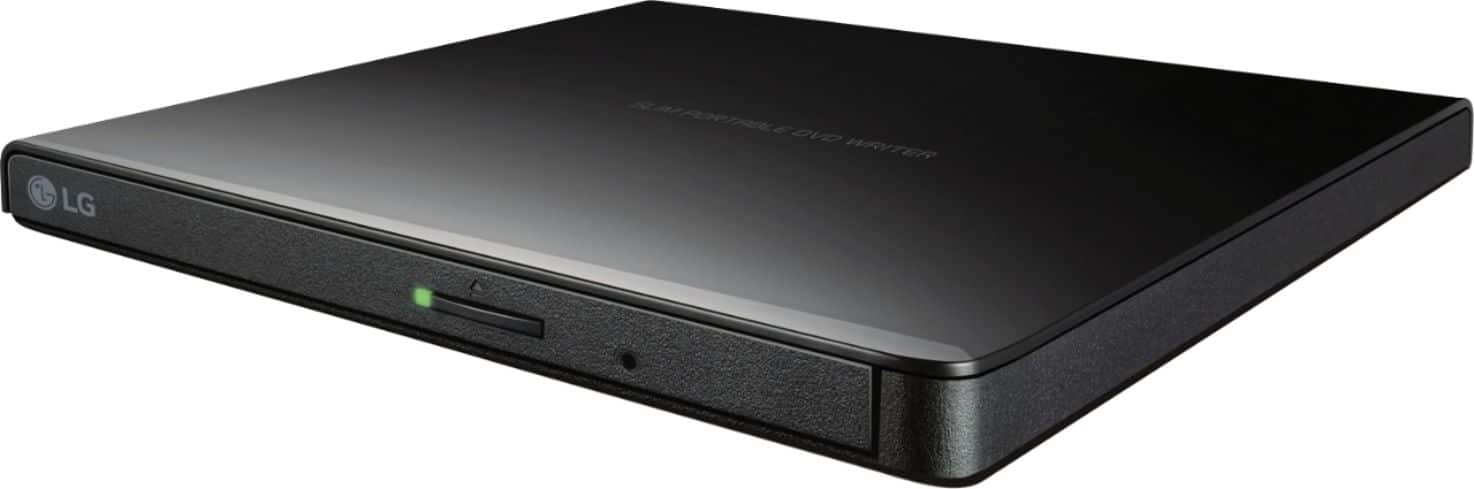 Front. LG - 8x External USB 2.0 Double-Layer DVD±RW/±R/-RAM/CD-RW Drive - Black.