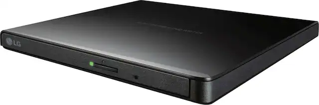 Front. LG - 8x External USB 2.0 Double-Layer DVD±RW/±R/-RAM/CD-RW Drive - Black.