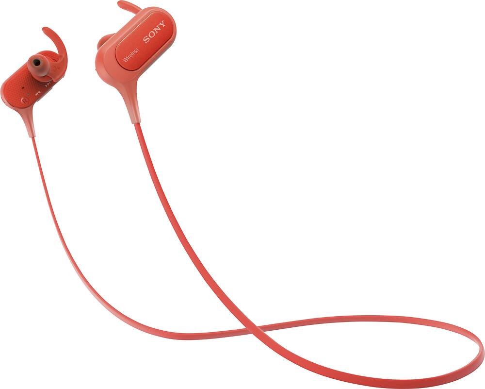 Front. Sony - XB50BS Extra Bass Sports Wireless In-Ear Headphones - Red.