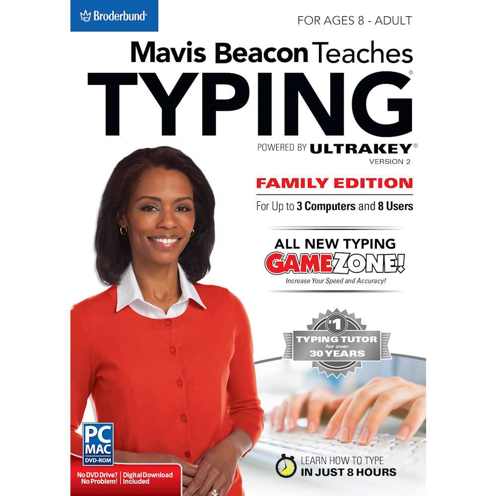 Front. Broderbund - Mavis Beacon Teaches Typing Powered by Ultrakey v2: Family Edition.