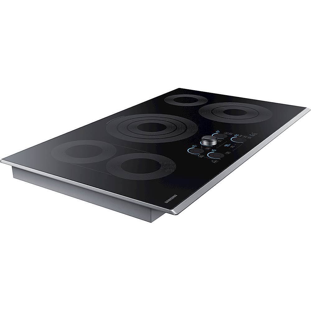 Angle. Samsung - 36" Electric Cooktop with WiFi and Rapid Boil - Stainless Steel.