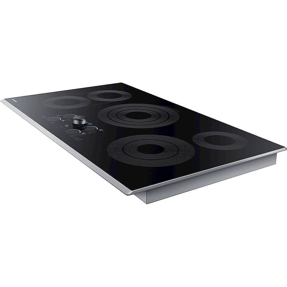 Left View: GE - 36" Built-In Electric Cooktop - Black