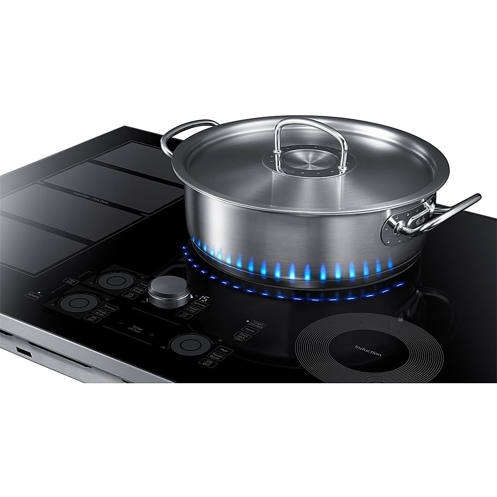Alt View 15. Samsung - 30" Induction Cooktop with WiFi and Virtual Flame - Stainless Steel.