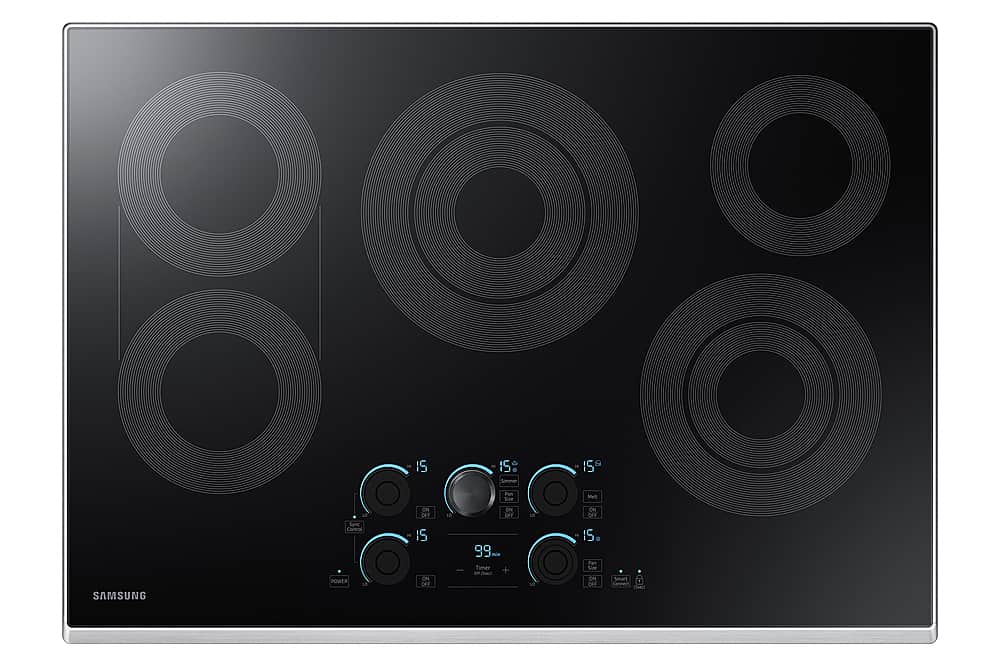 Front. Samsung - 30" Electric Cooktop with WiFi and Rapid Boil - Stainless steel.