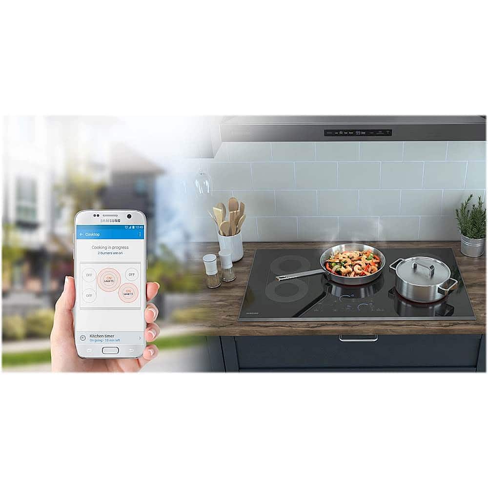 Alt View 18. Samsung - 30" Electric Cooktop with WiFi and Rapid Boil - Stainless Steel.