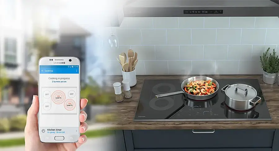 Alt View 32. Samsung - 30" Electric Cooktop with WiFi and Rapid Boil - Stainless Steel.
