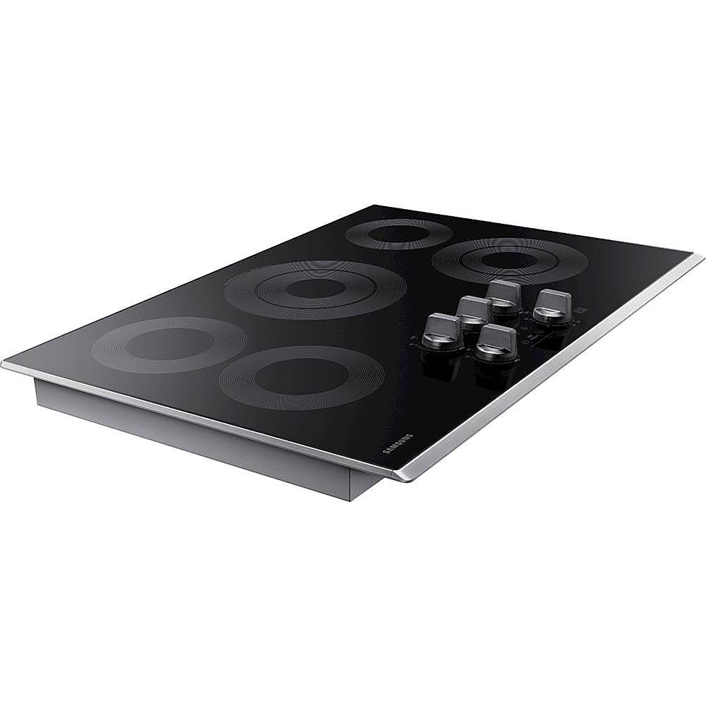 Angle View: Samsung - 30" Electric Cooktop with WiFi - Stainless steel