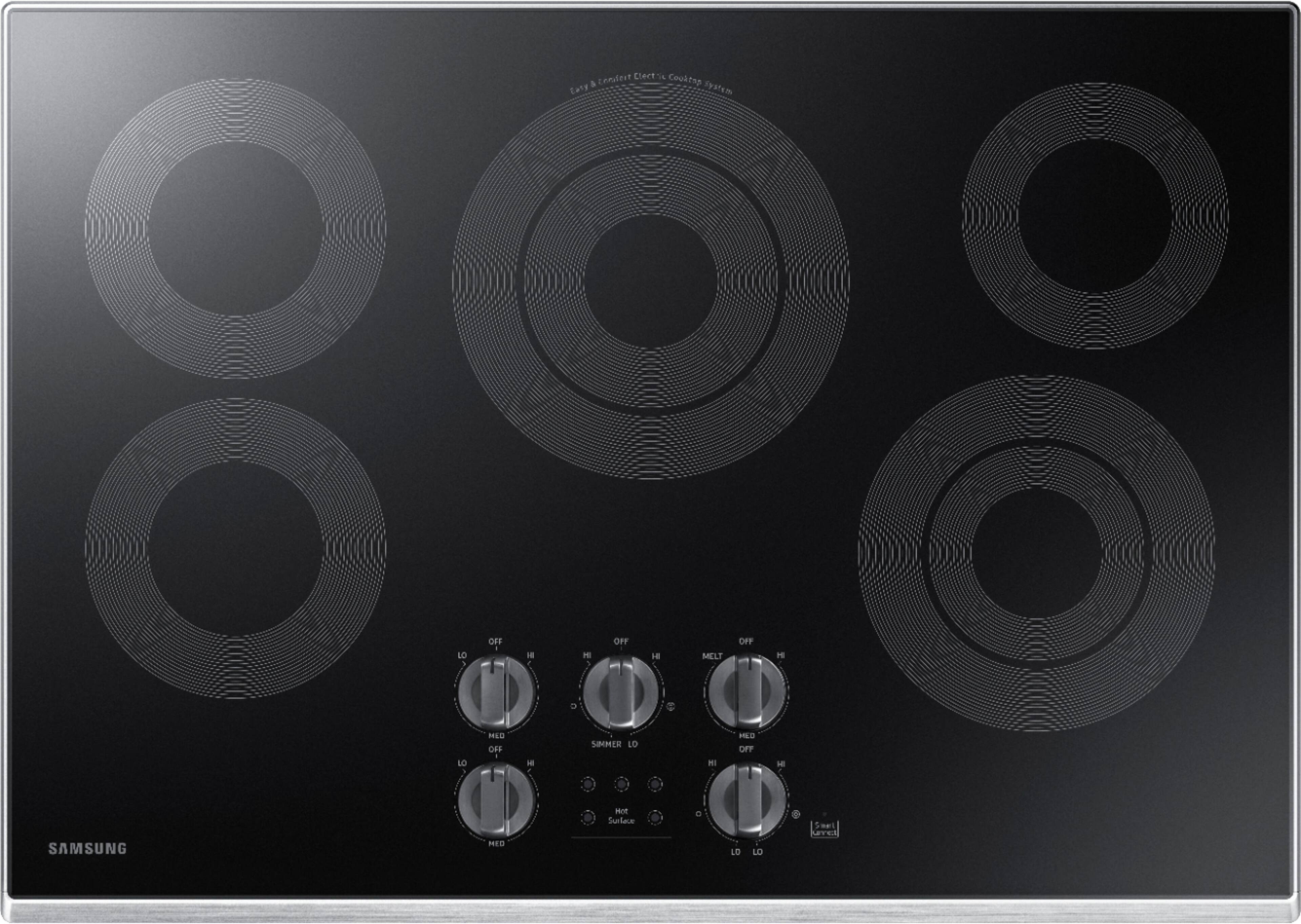 Front. Samsung - 30" Electric Cooktop with WiFi - Stainless Steel.