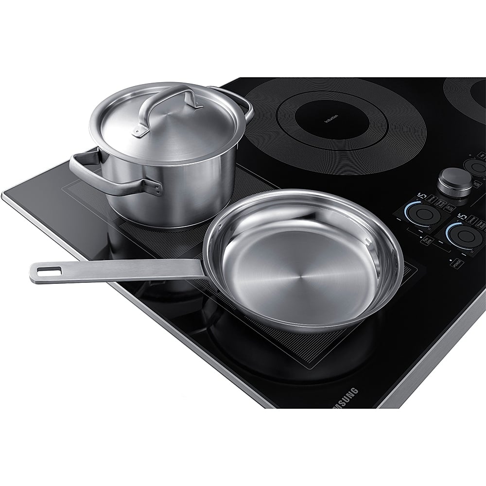 Alt View 13. Samsung - 36" Induction Cooktop with WiFi and Virtual Flame - Stainless Steel.