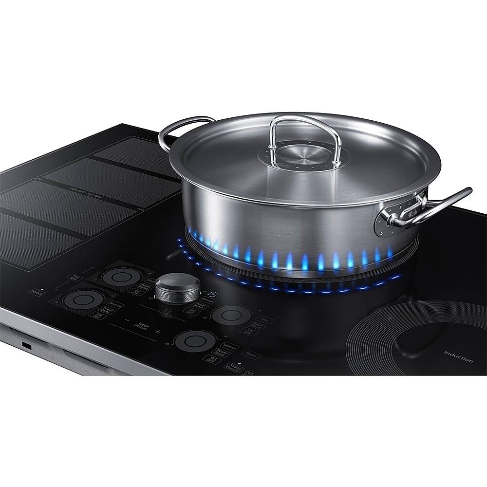 Alt View 14. Samsung - 36" Induction Cooktop with WiFi and Virtual Flame - Stainless Steel.