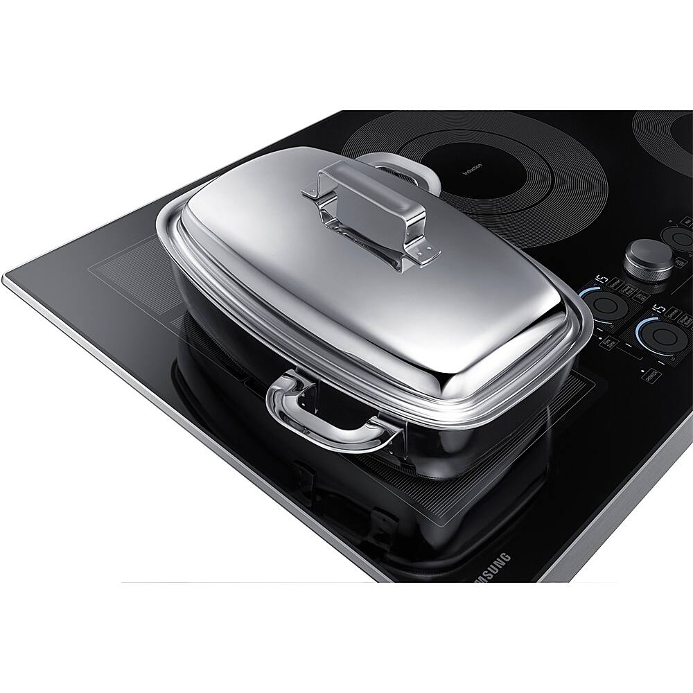 Alt View 15. Samsung - 36" Induction Cooktop with WiFi and Virtual Flame - Stainless Steel.
