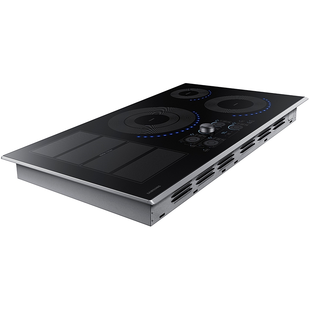 Left View: JennAir - Oblivion Glass 30" Built-In Electric Induction Cooktop - Black