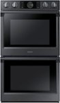 Front Zoom. Samsung - 30" Double Wall Oven with Flex Duo, Steam Cook and WiFi - Black stainless steel.