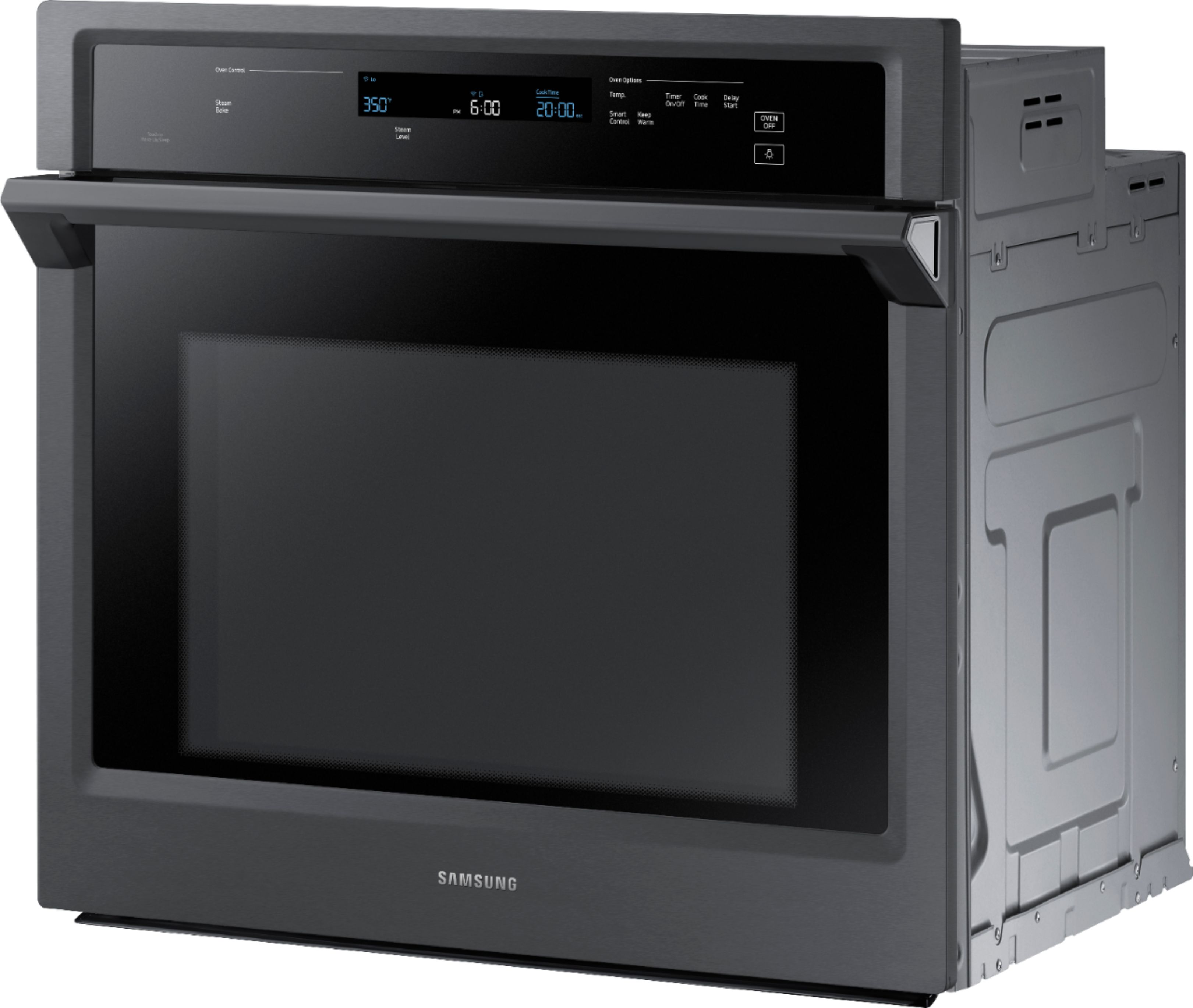 Left View: Whirlpool - 24" Built-In Single Electric Wall Oven - Black