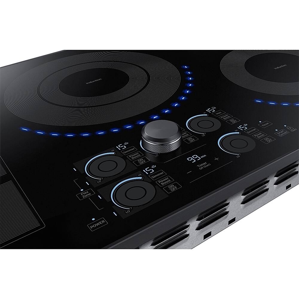 Alt View 12. Samsung - 36" Induction Cooktop with WiFi and Virtual Flame™ - Black Stainless Steel.