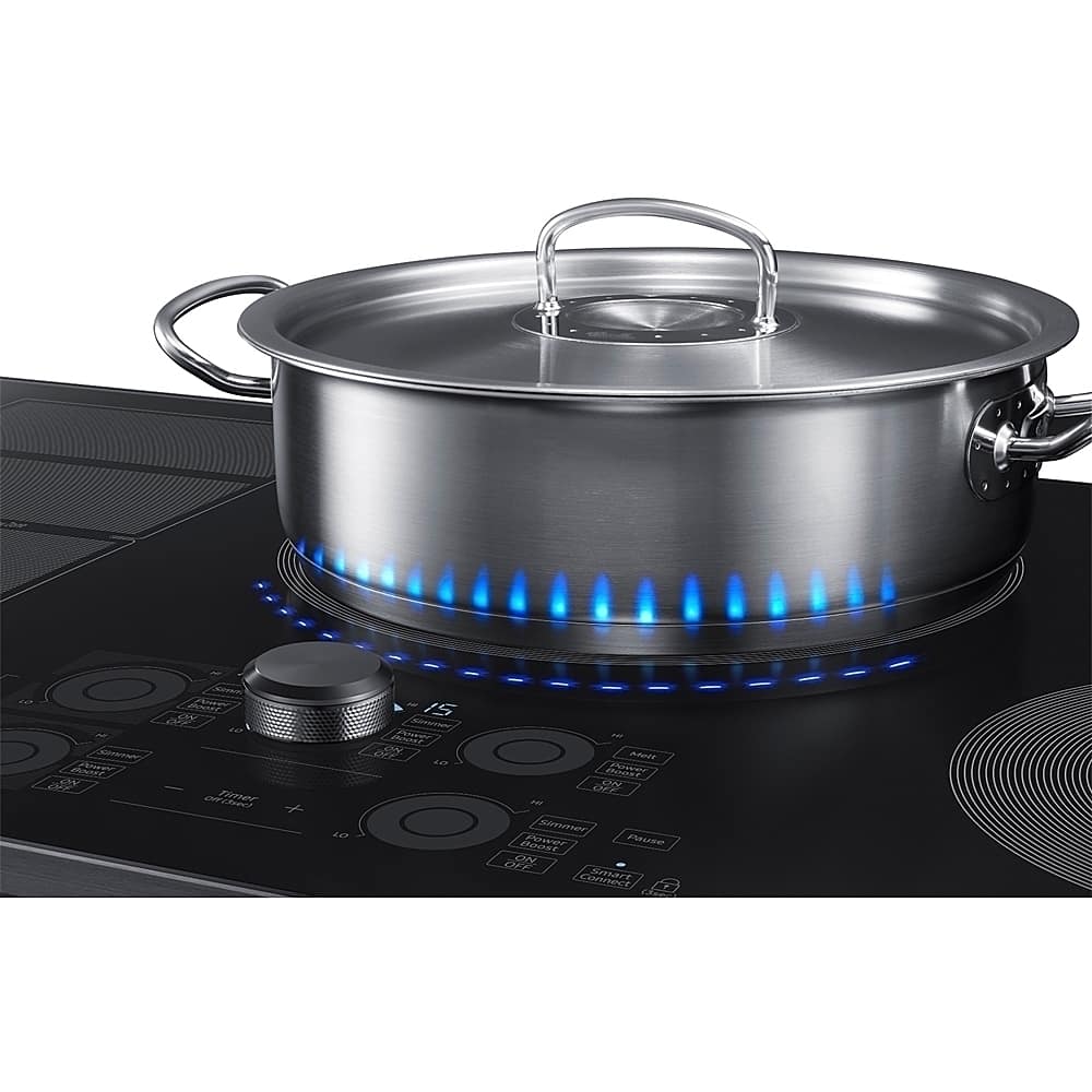 Alt View 14. Samsung - 36" Induction Cooktop with WiFi and Virtual Flame™ - Black Stainless Steel.