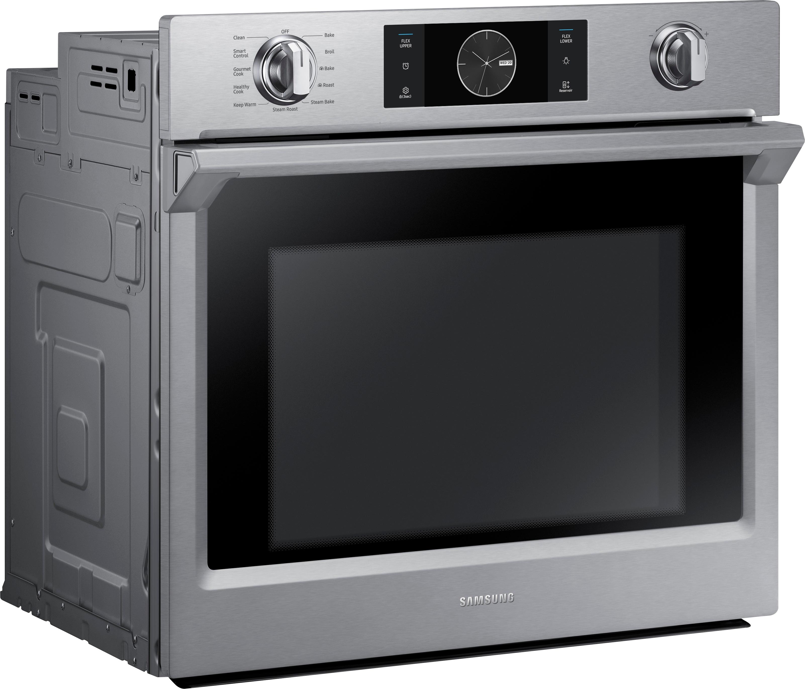 Angle View: GE - 24" Built-In Single Gas Wall Oven - White on white