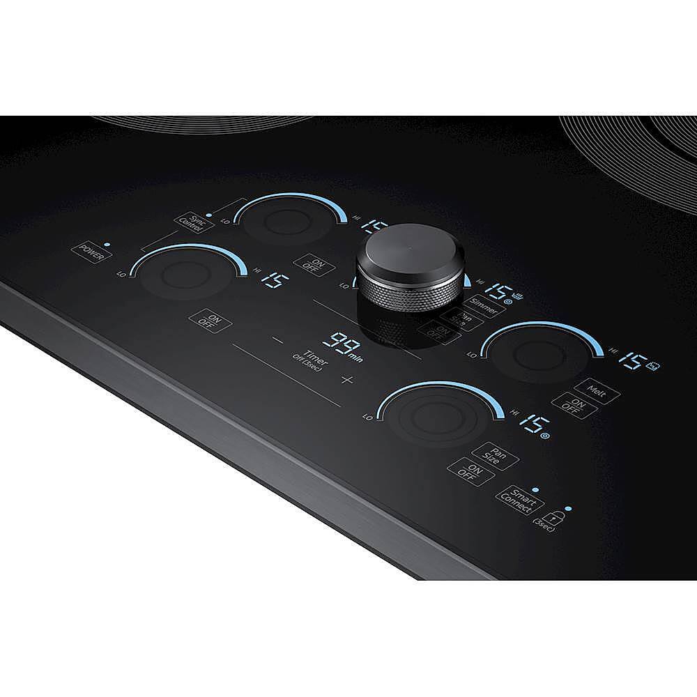 Alt View 12. Samsung - 30" Electric Cooktop with WiFi and Rapid Boil - Black Stainless Steel.
