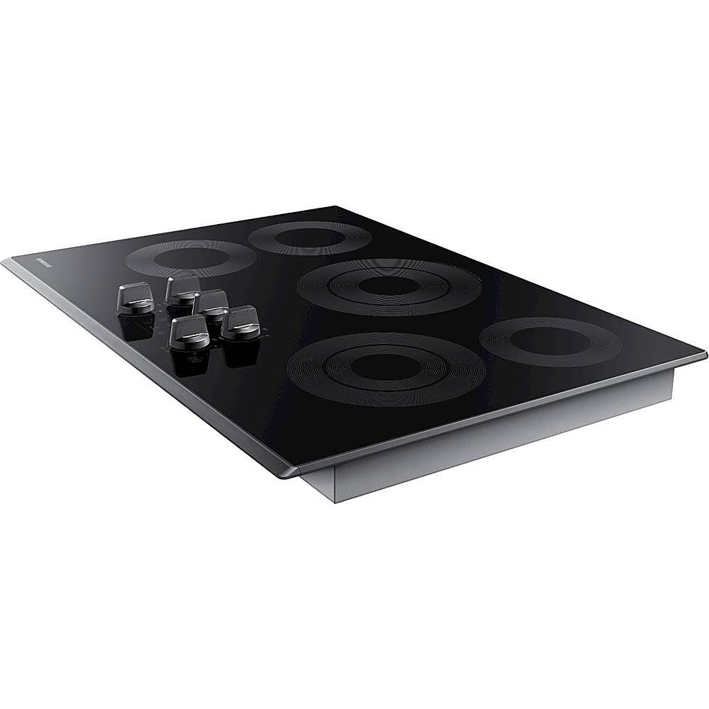 Left View: Samsung - 30" Electric Cooktop with WiFi - Black stainless steel