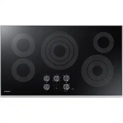Front. Samsung - 36" Electric Cooktop with WiFi and Rapid Boil - Stainless Steel.